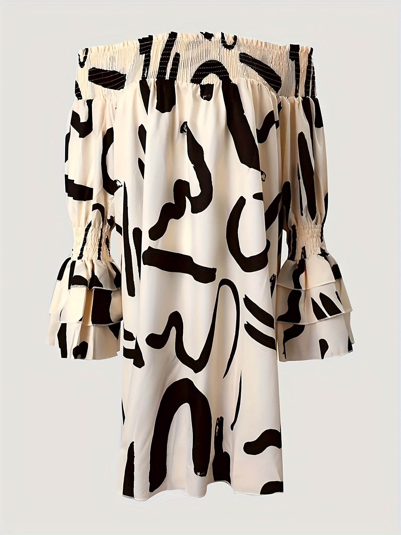 Casual Dress Women's Plus Print Off Shoulder Loose Fit Mini Dress