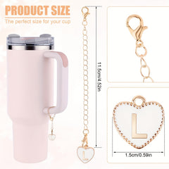 2pcs Initial A Letter Charms for Tumbler Water Cup Handle, Letter Charm Gift