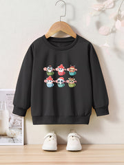 Merry Christmas Animals Print Girls Casual Pullover Sweatshirt