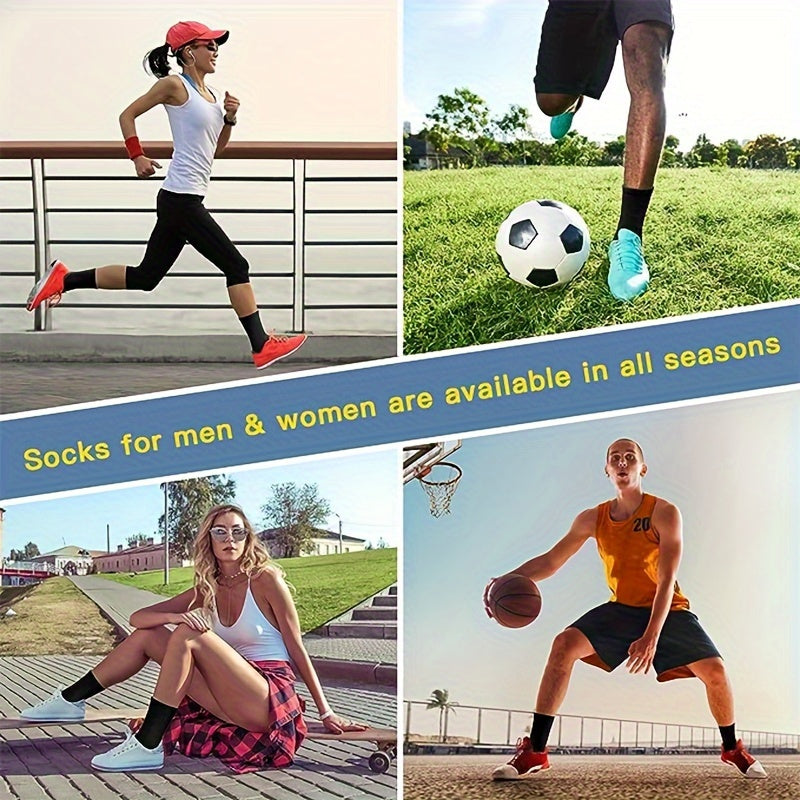 Men's Mid Crew Sport Socks Sweat-Absorbing Cotton Blend Comfy Breathable Socks