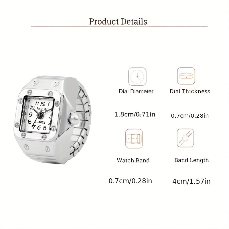 Alloy Finger Watch Square Men And Women Couple Ring Watch