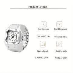 Alloy Finger Watch Square Men And Women Couple Ring Watch