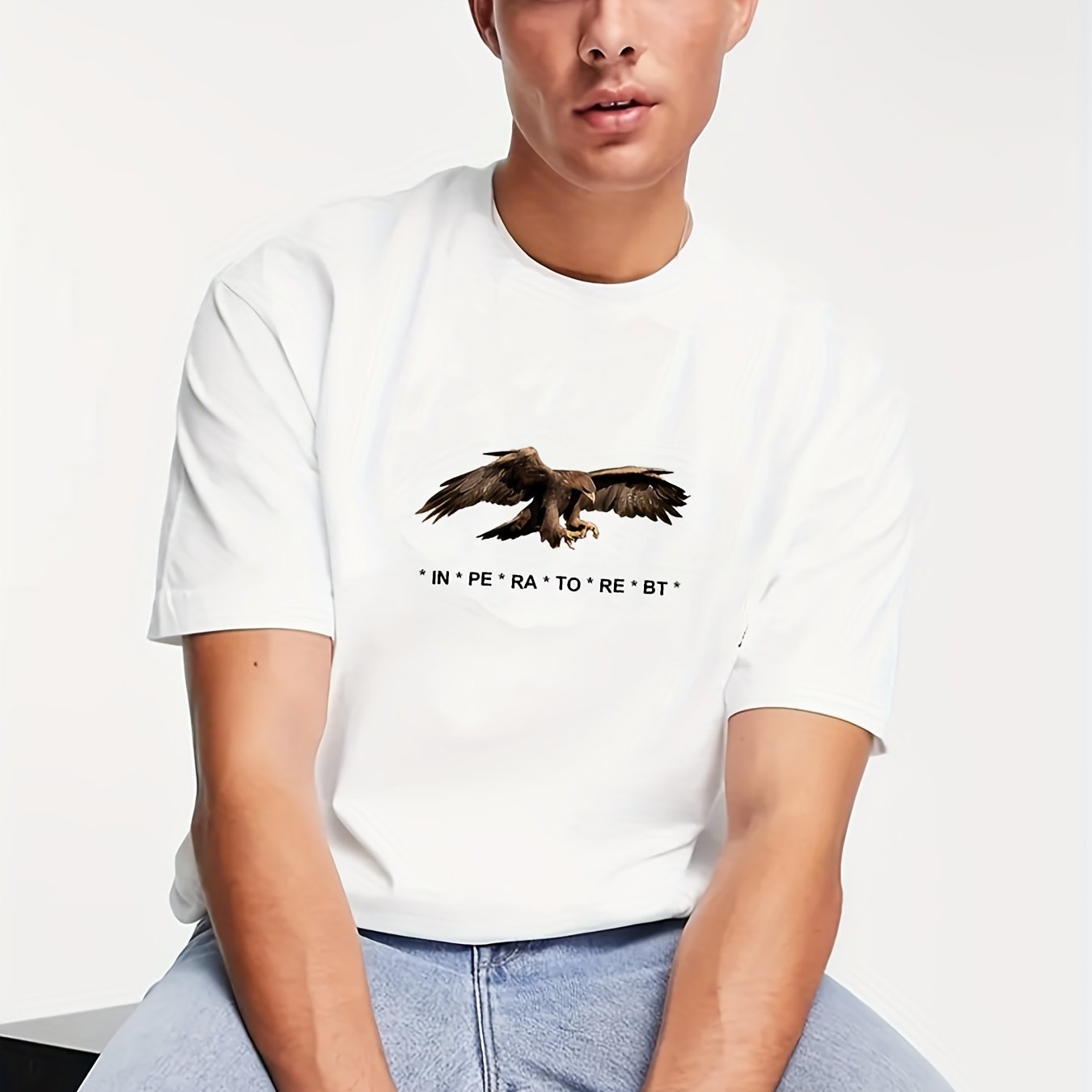 Men's Eagle Pattern T shirt Casual Breathable Tee