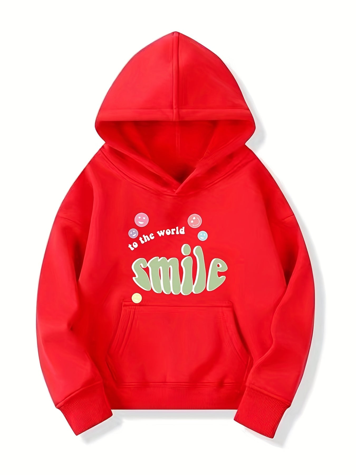 Girls ''Smile To The World'' Print Hooded Sweatshirt