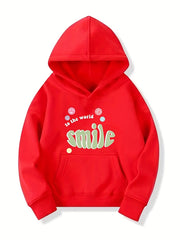 Girls ''Smile To The World'' Print Hooded Sweatshirt