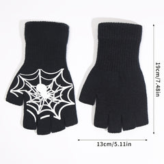 Halloween Spider Gloves Men Women Luminous Touch Screen Fingerless Winter Warm