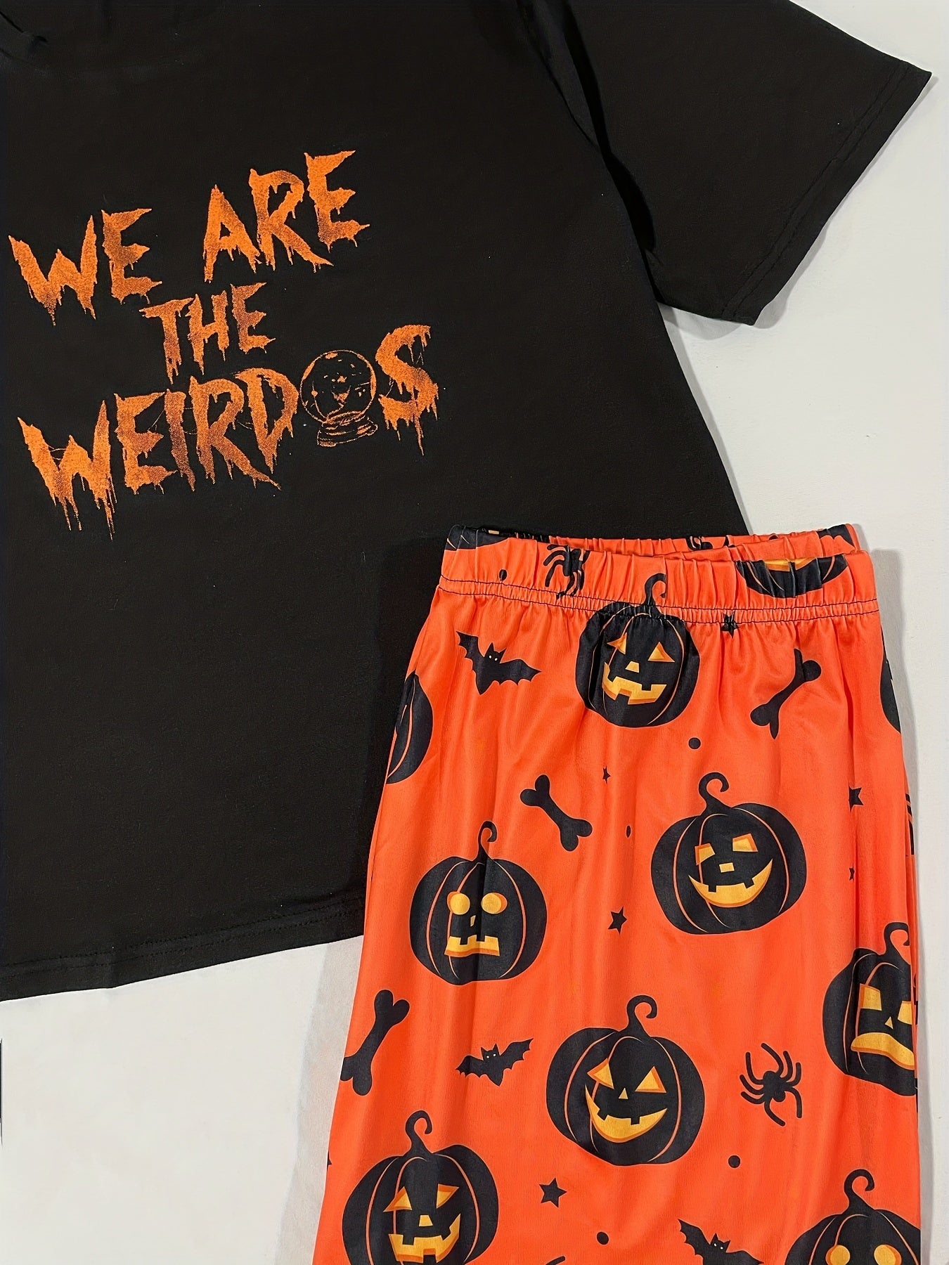 Gothic Pajama Set Women's Pumpkin Bat Print Shorts