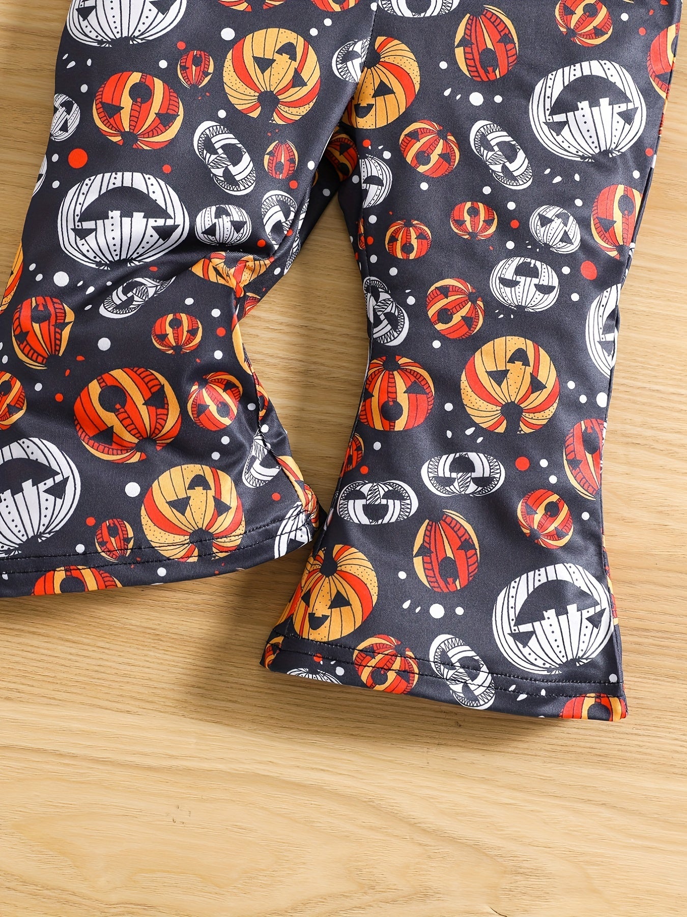 Cute Pumpkin Print Suspender Pants for Baby Girl's Halloween Costume