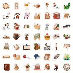 60pcs Brown Retro Nostalgic Series Stickers Waterproof DIY Sticker Pack