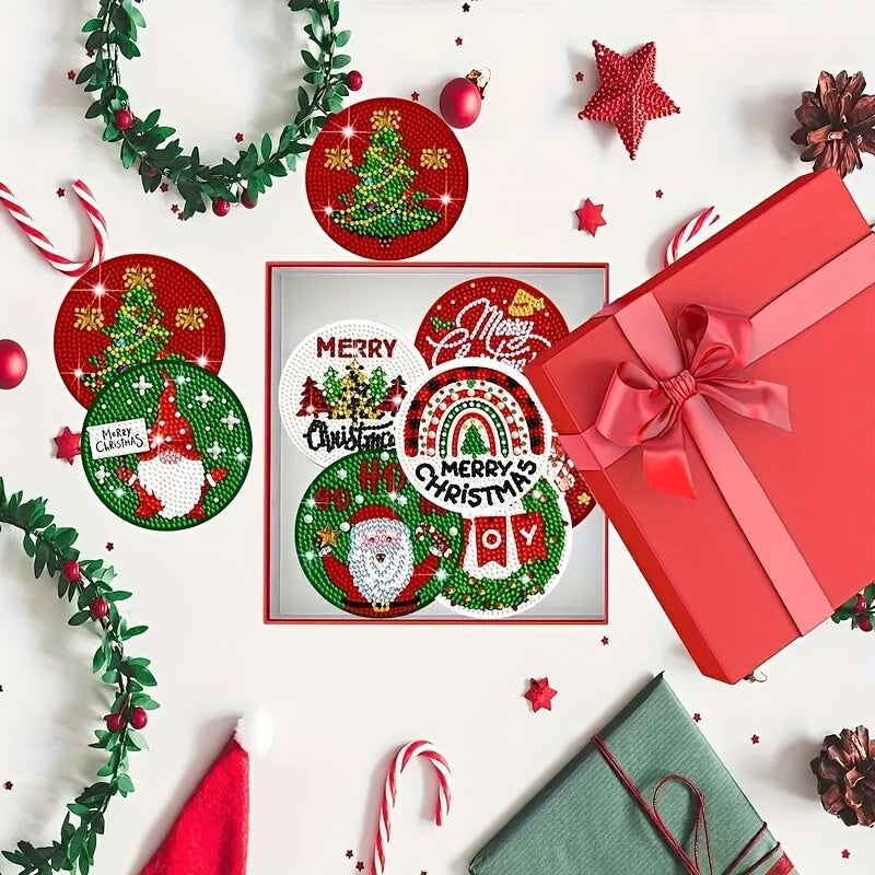 8pcs Christmas Series Diamond Painting Coaster Kit
