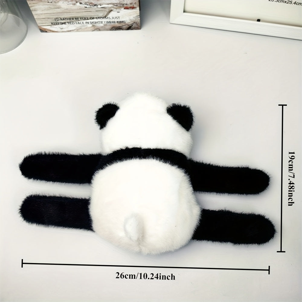 Panda Plush Toy Bracelet Soft & Stuffed Animal Wristband with Golden Accents