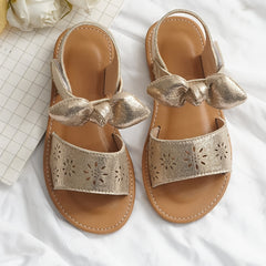 Bowknot Open Toe Sandals For Girls Lightweight Breathable Sandals