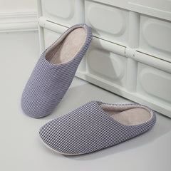 Cozy Striped House Slippers for Men Winter Shoes