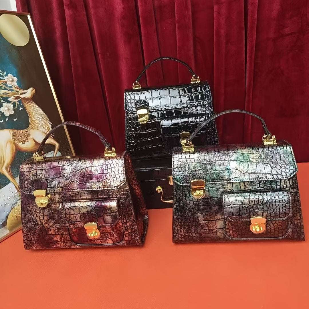 Crocodile Suede Handbag for Women Crossbody Pocket Briefcase
