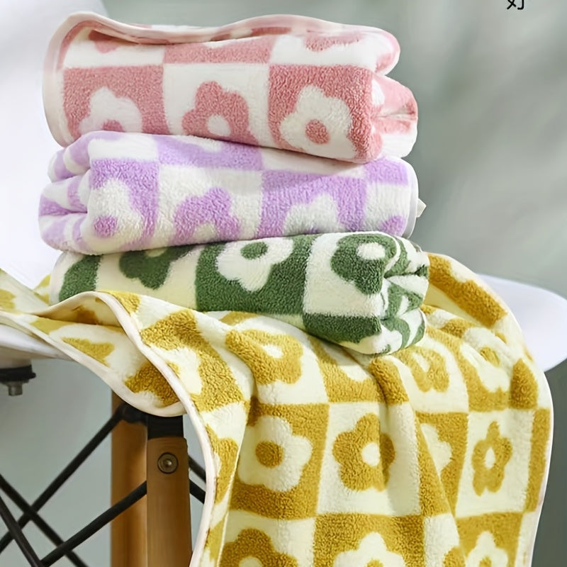 Flower Pattern Hand Towel Coral Fleece Soft Skin-friendly Face Towel