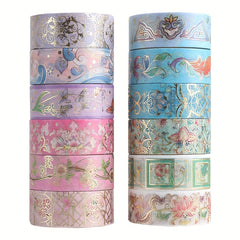 12pcs Flower Washi Paper Tape Set for DIY Scrapbook Decoration
