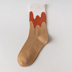 Colorblock Funny Pattern Mid Tube Socks Women's