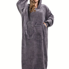Cozy Hooded Lounge Robe with Pockets for Women