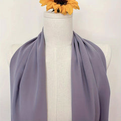2pcs Soft Chiffon Scarf & Inner Cap Set Solid Turban Head Wrap Shawl