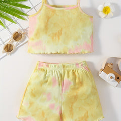 Girls Camisole & Shorts Set Gradient Casual Summer Kids Clothes