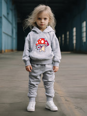 OERYUI Mushroom Print Hooded Pullover Pants Set For Sports Spring Fall