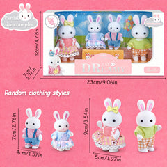 4pcs Rabbit Family Doll Set Random Clothes Perfect for 3 Year Olds