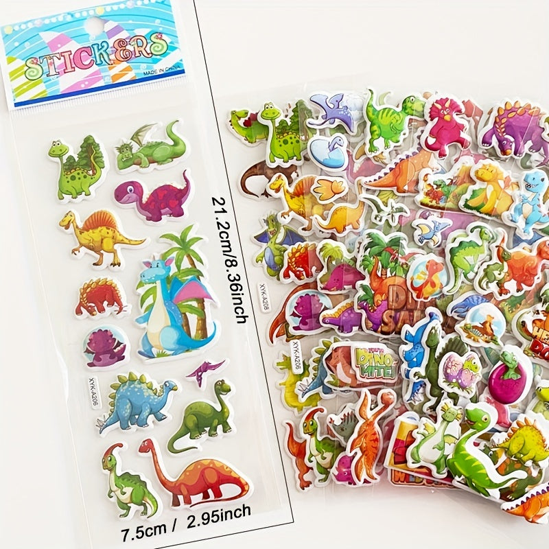 8pcs Cartoon Dinosaur Series Stickers, Waterproof, Boys Toy Gift