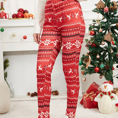 Christmas Casual Pants Women's Plus Graphic Print Trousers