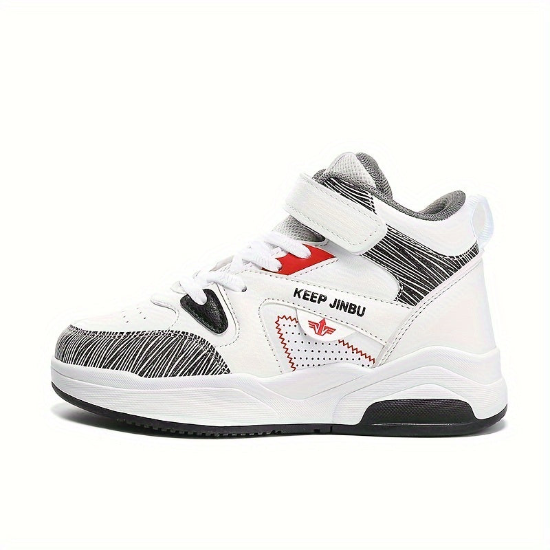 Boy's High Top Skate Shoes Comfy Non Slip Casual Lace Up Sneakers For Kids