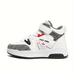 Boy's High Top Skate Shoes Comfy Non Slip Casual Lace Up Sneakers For Kids