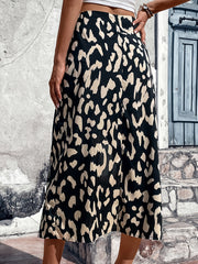 Leopard Print Tie Front Slit Skirt for Women