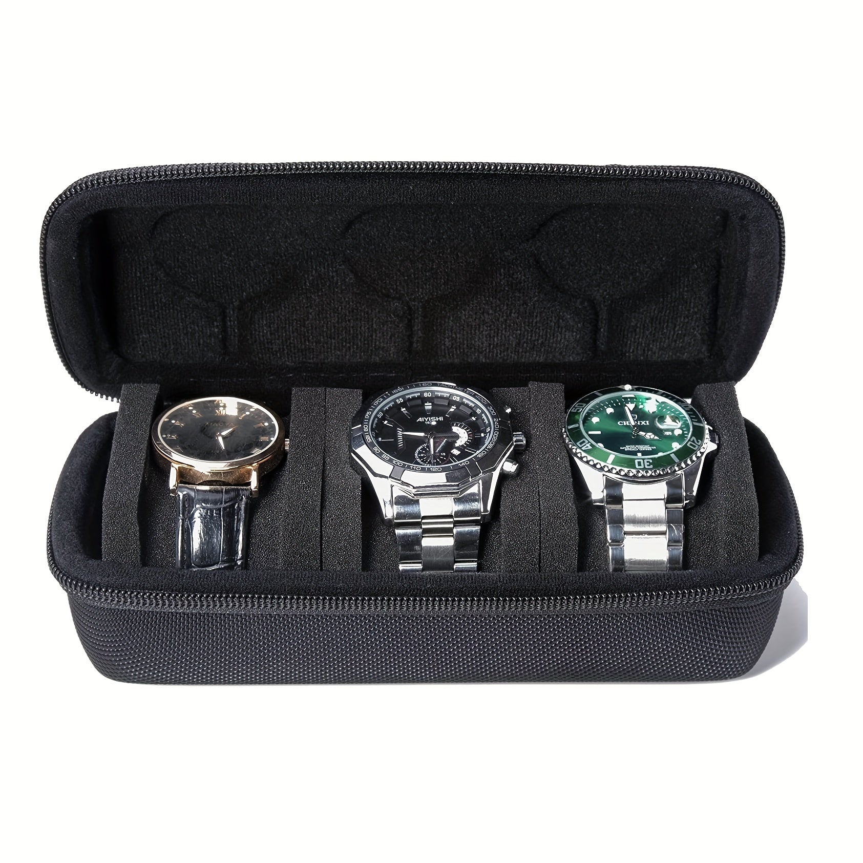3 Slots Hard Watch Travel Case Watch Roll Case Storage And Organizer