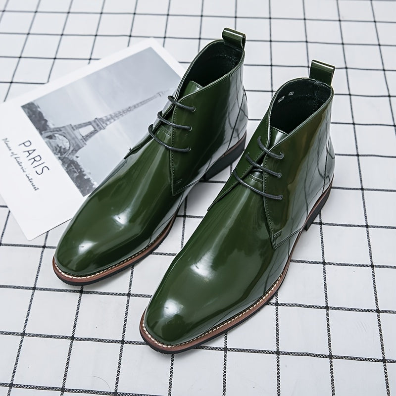 Men's Oxford Boots Microfiber Ankle Boots High Top Dress Shoes