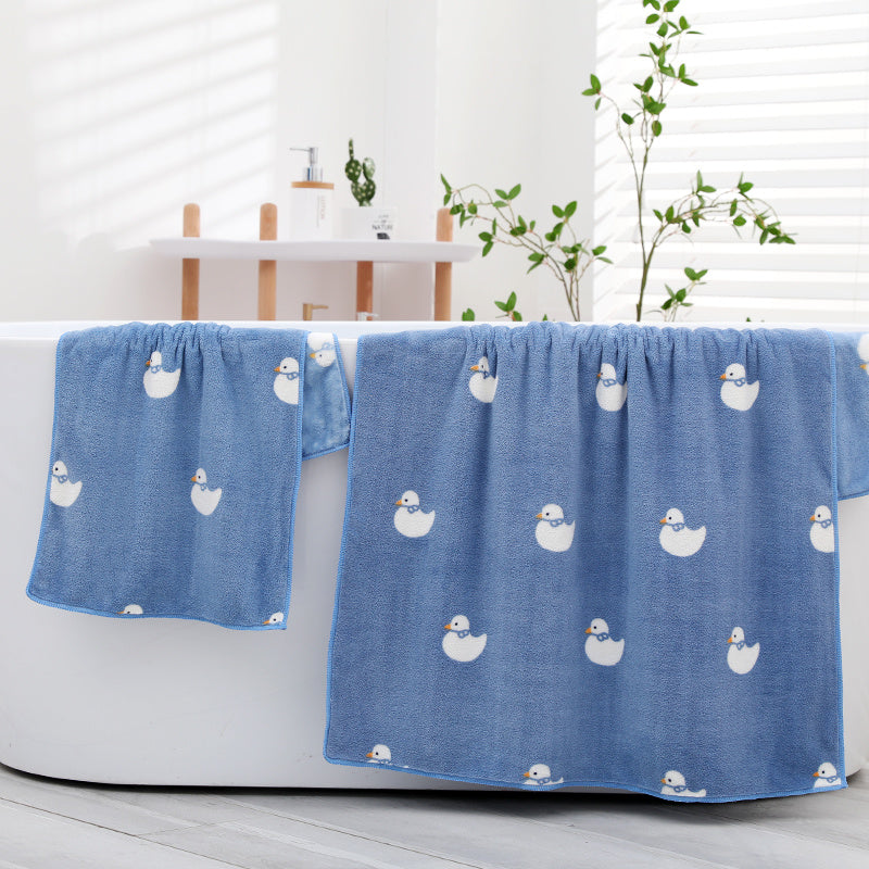 2pcs Duck Soft Cotton Bath Towel for Decor & Daily Use