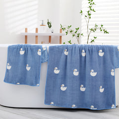 2pcs Duck Soft Cotton Bath Towel for Decor & Daily Use