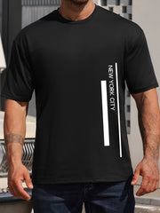 Men's Letters Round Neck Tee Short Sleeve Casual T Shirt