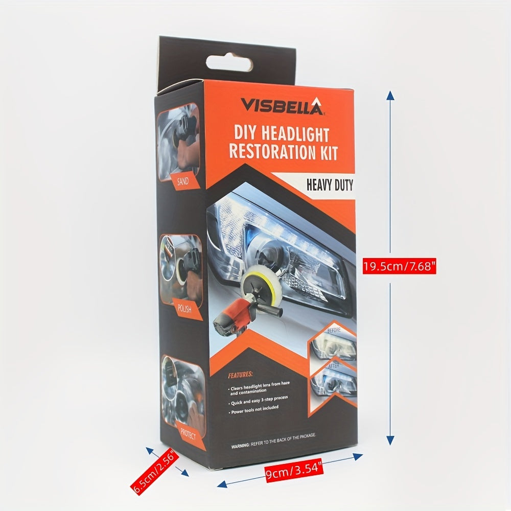 Car Headlight Restoration Kit Lens Cleaning & Polish