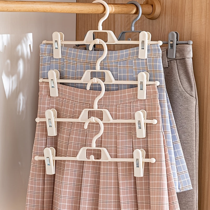 5pcs Retractable Trouser Rack Stacked Trousers Hanger Skirt Clip