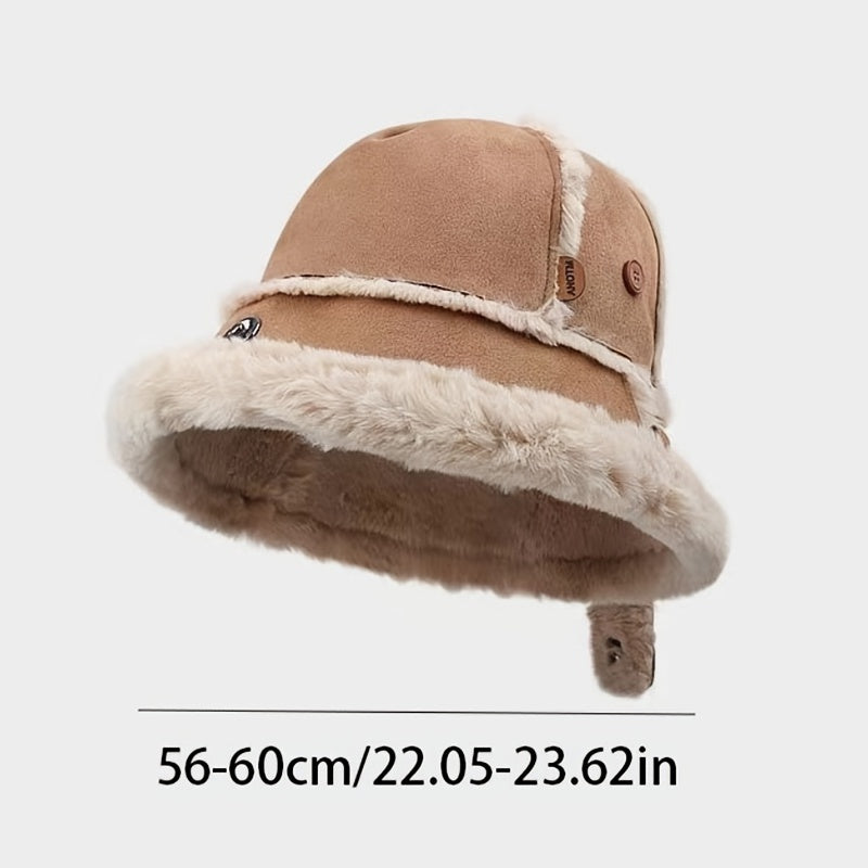 Plush Winter Bucket Hat for Women