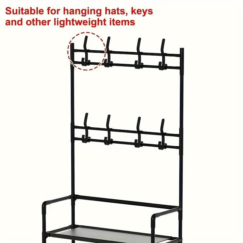 Coat and Shoe Storage Rack with Hat Rack