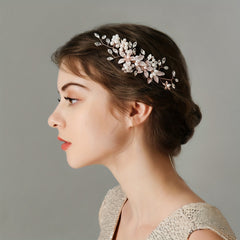 Bridal Hair Comb Side Comb Faux Pearl Crystal Head Piece