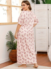 Casual Nightdress Women's Plus Floral Print Maxi Nightgown