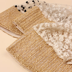 3pcs Flower Mesh Braided Straw Cap Sun Protection Comfortable Breathable Cap