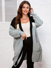Colorblock Longline Cardigan with Pockets