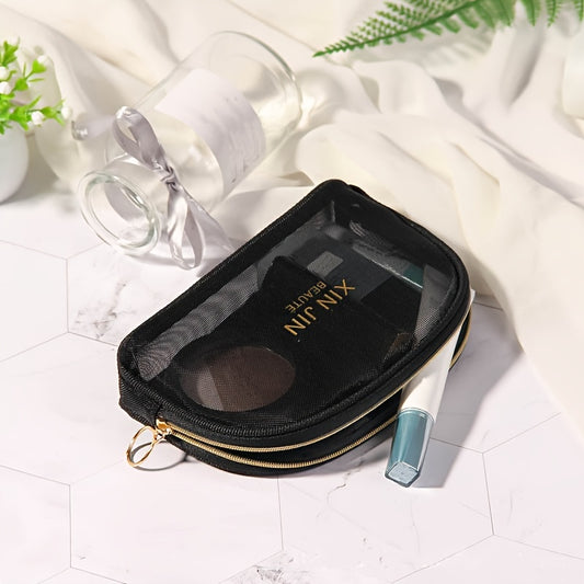 Mesh Makeup Bag Cosmetic Zipper Pouch Portable Travel Storage Bag