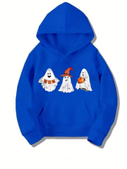 Ghost Pattern Hoodie for Girls Halloween Party Sweatshirt Top