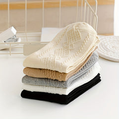 5 Pairs Argyle 3D Textured Socks Soft & Comfy