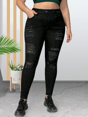 Solid Ripped High Rise Skinny Jeans