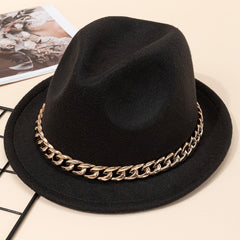 Acrylic Chain Woolen Jazz Top Hat for Gentleman Wedding Jazz Party Dress Cap