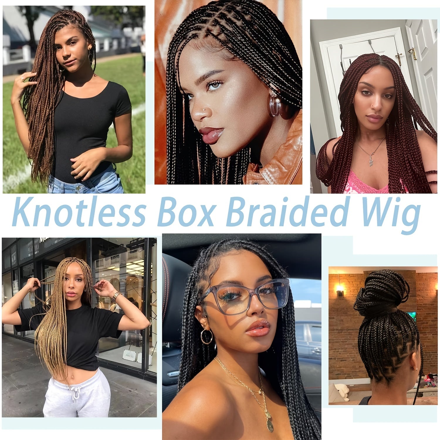 91 44 Cm Long Braided Synthetic Wigs Box Braided Knotless Cornrow Long Hair
